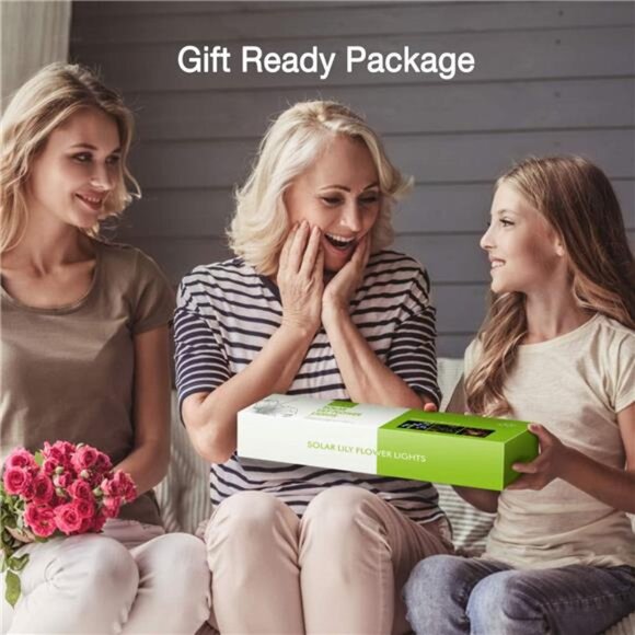 Outdoor Solar Lights, 4 Pack Solar Garden Lights with Bigger Lily Flowers - Picture 7 of 8